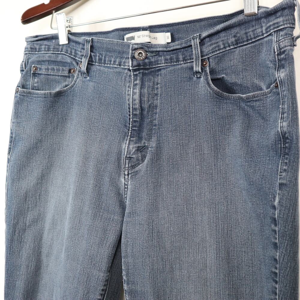 Levi's Size 16 505 Straight Leg Jeans 33x32 Mid Rise Stretch Blue Wash - Picture 3 of 12